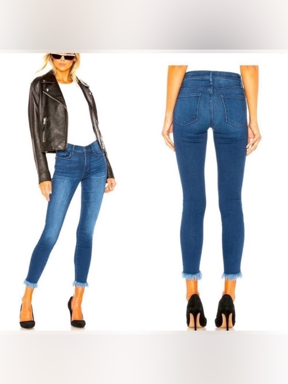 Frame Le Skinny De Jeanne Crop Frayed Jeans
